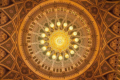 The ceiling of the mens prayer room in the Sultan Qaboos Grand Mosque-Muscat-Oman Architecture Print